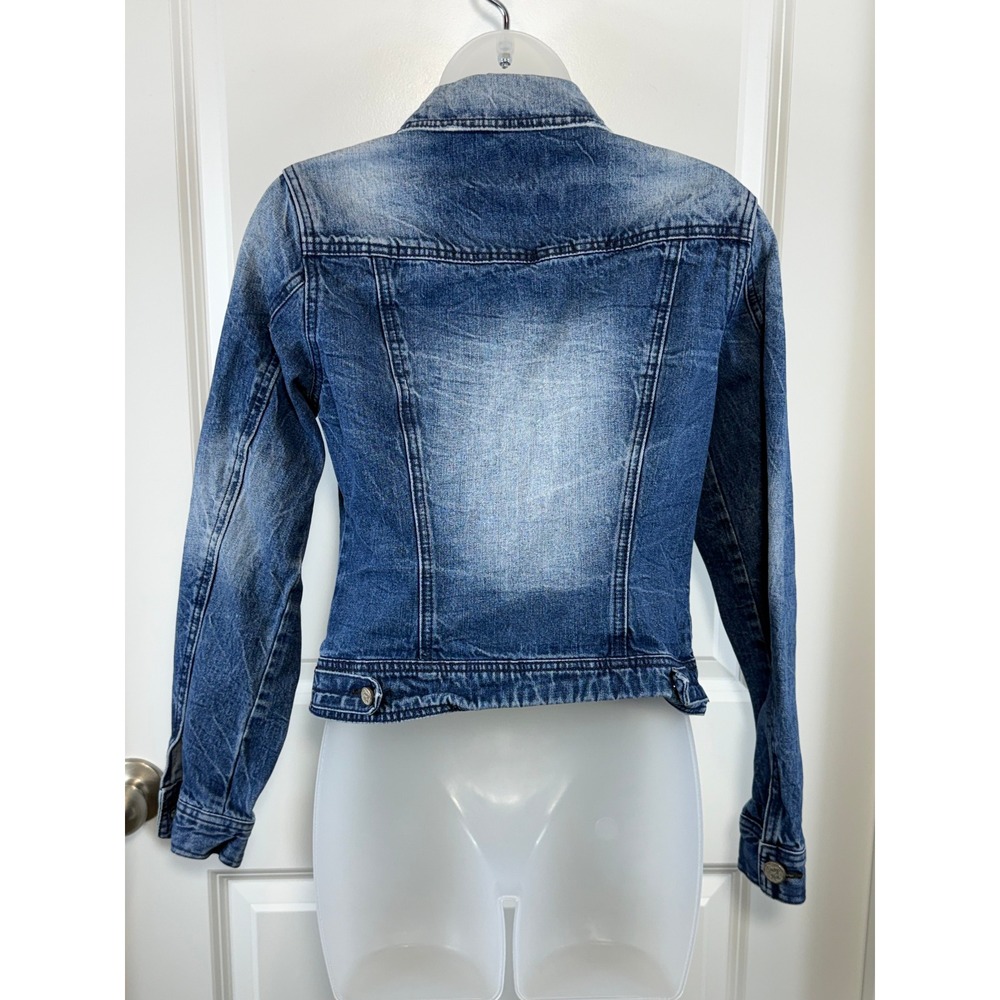 Indigo Rein Womens Medium Wash Denim Jean Trucker Jacket Blue M Demicore Cotton - Picture 3 of 13